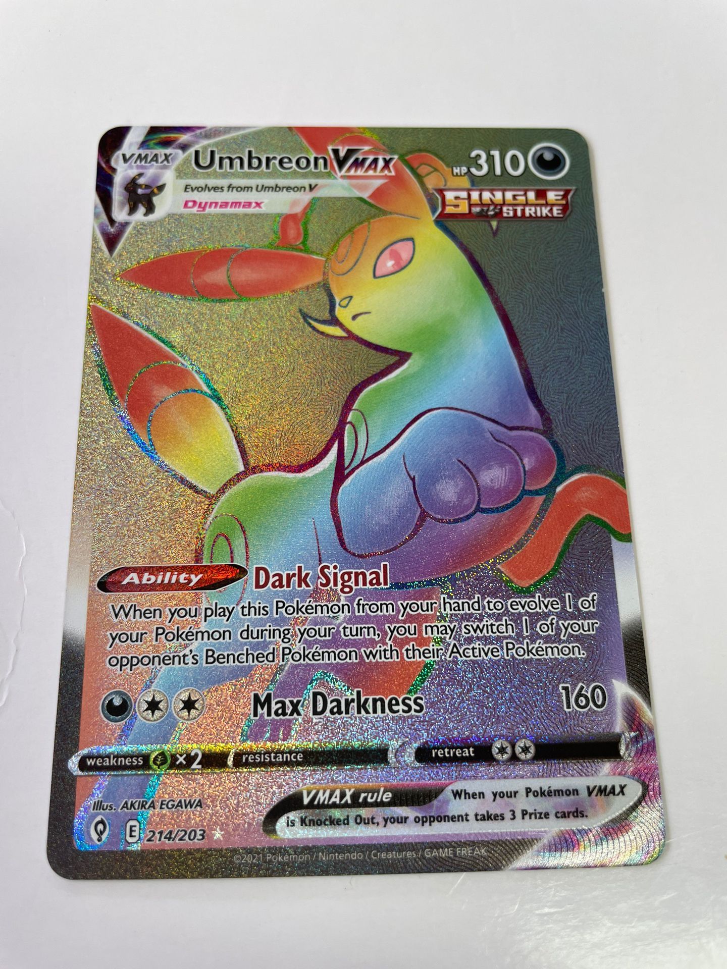 rainbow umbreon pokemon card POKMON GAME s6a 094/069 HR VMAX slight) POKMON CARD GAME s6a 048/069