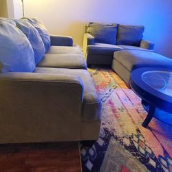 Sofa Set With Ottoman And Carpet
