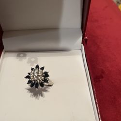 Ring 14k in white gold   zaphiro And 25 k in Diamonts