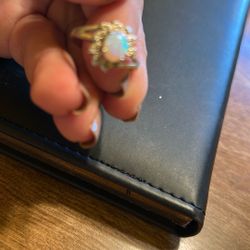 Ring Silver Opal With Accents. Size 7 - 8.5
