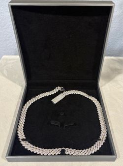 12mm 24” Cuban Link Chain – Real Diamonds & Sterling Silver