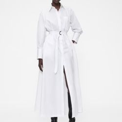 Gap Studio Maxi Poplin Belted Shirt Dress MSRP $178