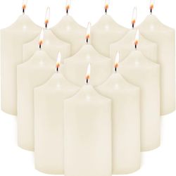 Super Z Outlet Unscented Pillar Candles for Weddings, Home Decoration, Relaxation, Spa, Smokeless Cotton