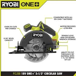 RYOBI ONE + 18V Cordless 5-1/2 in. Circular Saw (tool Only)