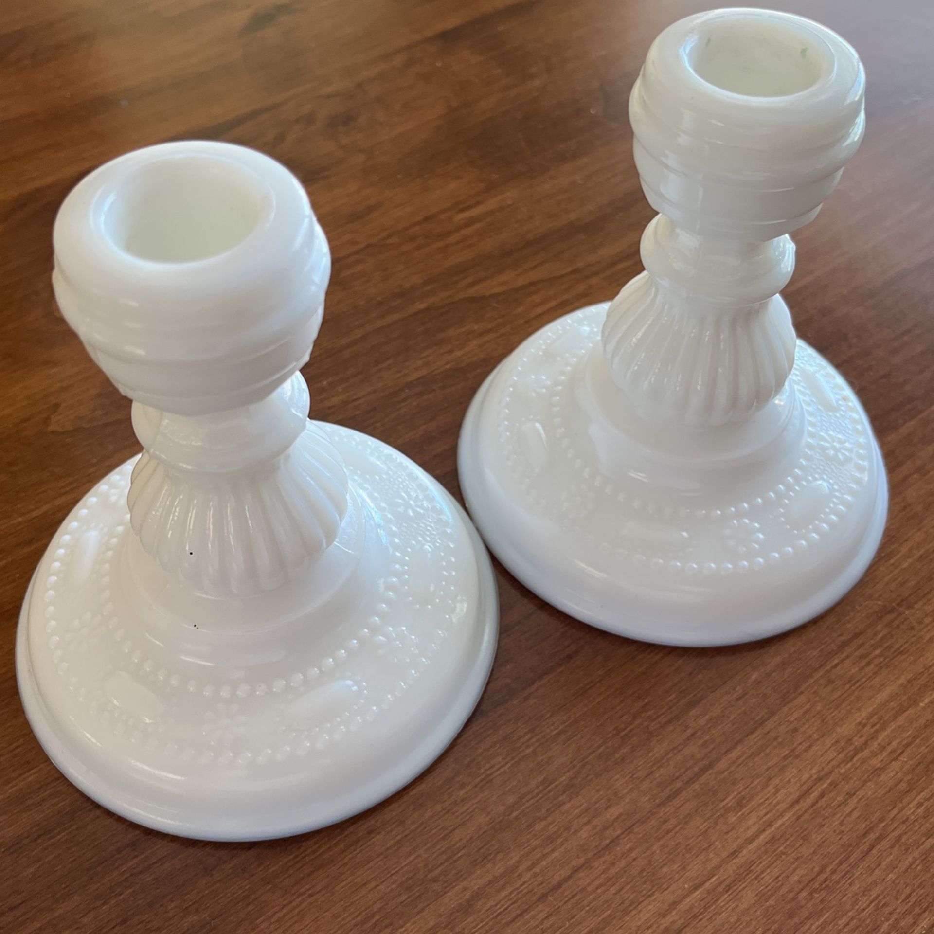 Milk glass Candlestick Holders #2