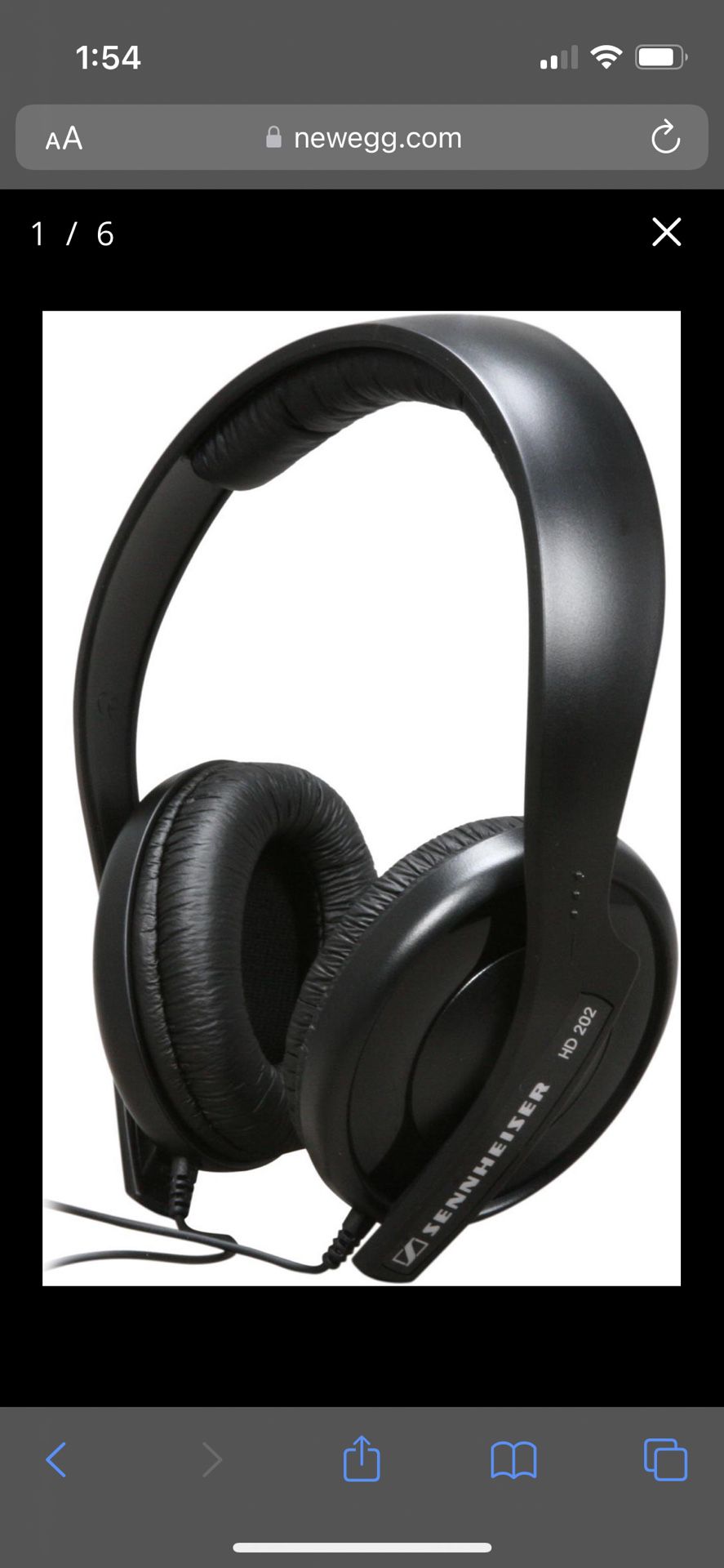 Sennheiser HD 202 II Over-Ear DJ Headphones HD202 Wired Cushion Headset 1/8in. and 1/4in. (3.5mm and 6.3mm) Connector Semi-Circumaural Dynamic Hi-Fi