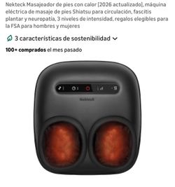 Nekteck Masajeador de pies con calor [2026 actualizado], máquina eléctrica de masaje de pies Shiatsu para circulación, fascitis plantar y neuropatía, 