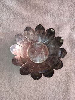 Vintage Leonard Silver Plated Lotus Flower Candy/Nut Dish