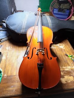 Acoustic Cello with Bow and Case