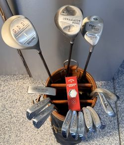 Mens RIGHT Handed RAM Doug Sanders  13pc set, with Leather Pro Classic Golf Bag 