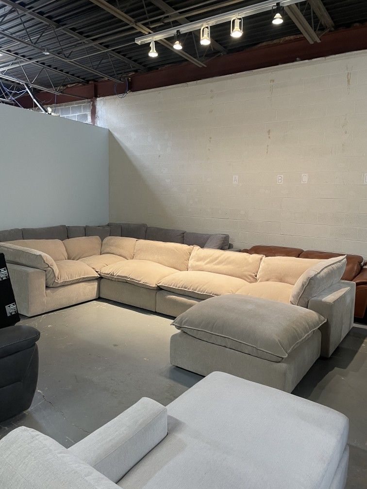 Beige Cloud Couch Sectional 6 Pieces