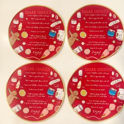 NEW! Set of 4! Embroided Christmas Placemats! “Sugar Cookies Recipe” by St. Nicholas Square!