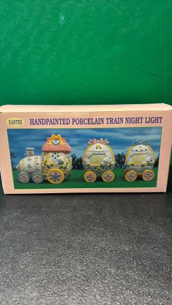 Vintage Handpainted Porcelain Easter Train Night Light