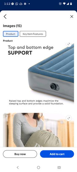 Intex 15" Twin Essential Rest Dura-Beam Airbed Mattress with Built-in Pump