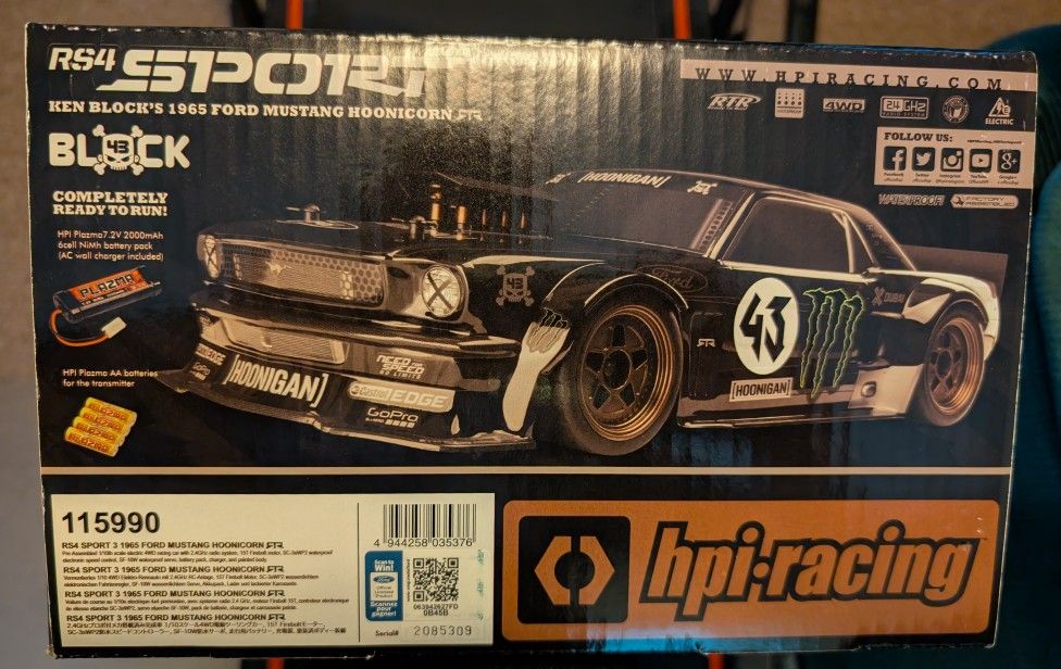 HPI RS4 RTR sport 3 Hoonicorn Ken block 1965 mustang RC monster car 1/10 4WD