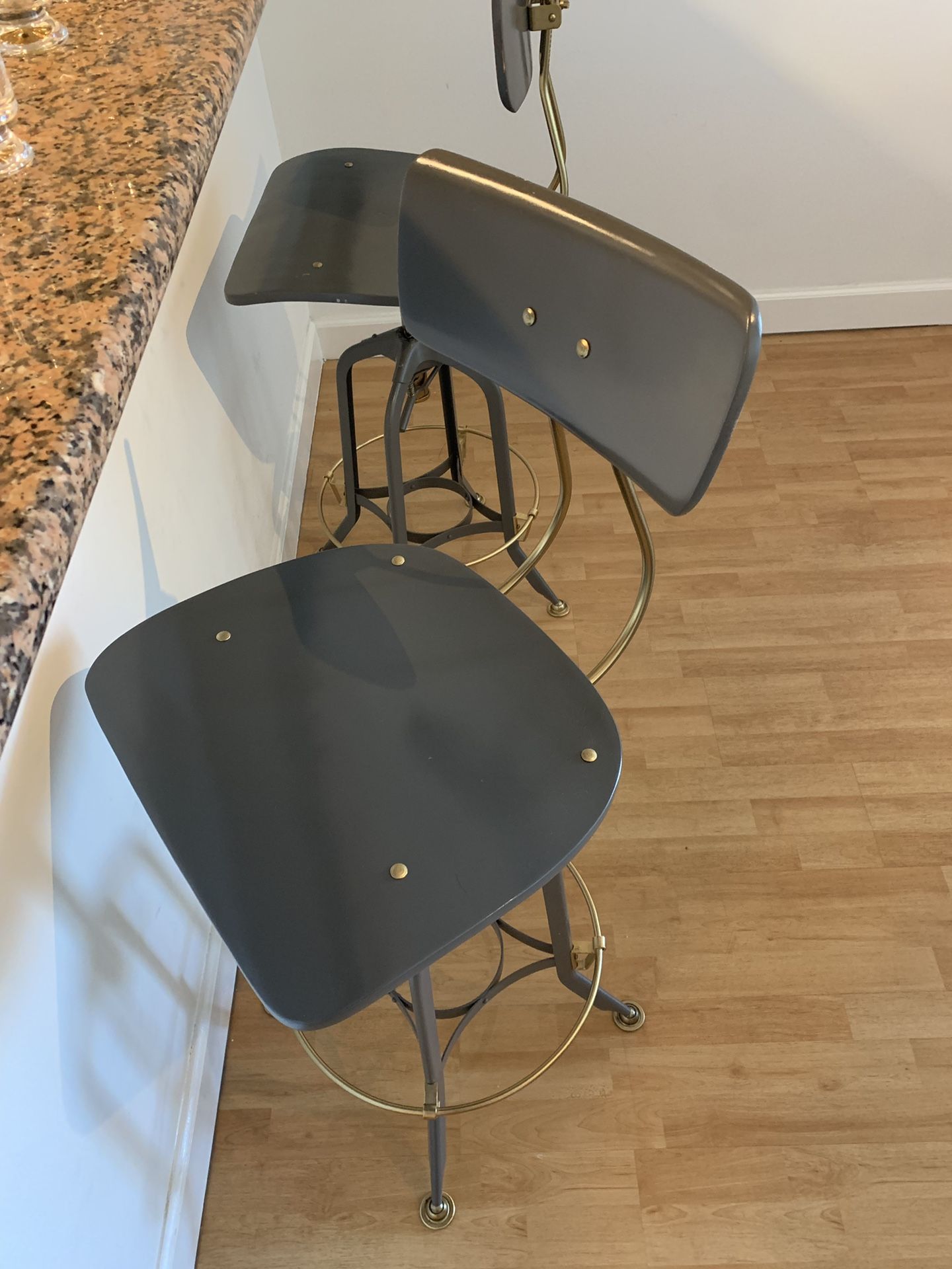 Restoration Hardware Bar Stools in Grey and Brushed Brass 200 total