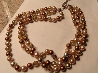 Bronze Gold Pearl Necklace 