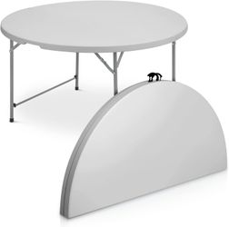 6 Foot Round Bi Folding Table New 