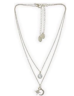 Women's Gold Tone Moon and Star Pendant Necklace Set, 2-Piece