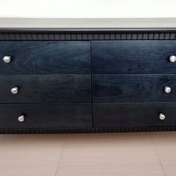 Bedroom Dresser & 2 Nightstands Black/Blue 