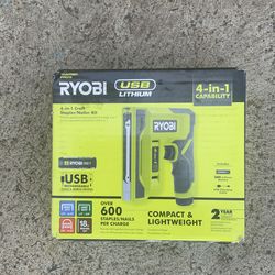 RYOBI USB Lithium Cordless Craft 4-in-1 Stapler/Nailer Kit with 3.0 Ah Battery and Charging Cable