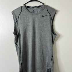 Nike Pro Fitted Tank Top Dri Fit Sleeveless Men Athletic Sport Gray Medium