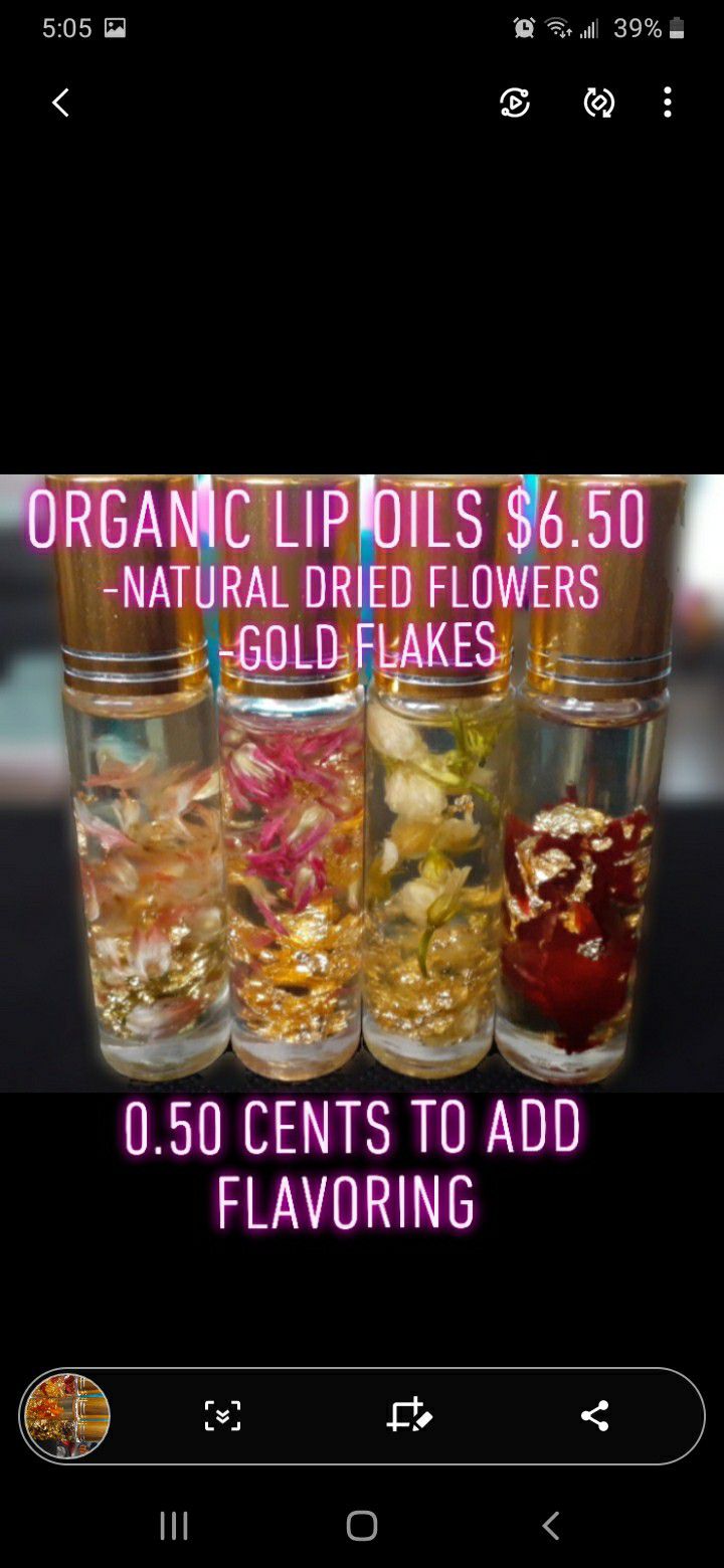 Organic lip oils