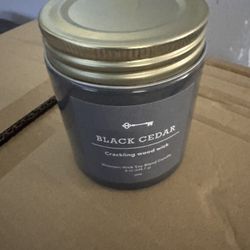 Brand New Black Cedar Crackling Wood Wick Candles
