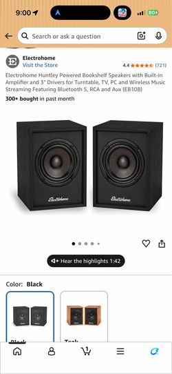 Electrohome Huntley Powered Bookshelf Speakers with Bluetooth, RCA & AUX - New