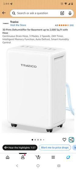 30 Pint Dehumidifier for Basement with Drain Hose Up to 2000 Sq.ft | Quiet De...