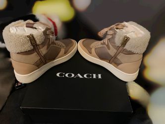  Coach Women's C220 HIGH TOP SNEAKER NEW 8 - New Athletic | Color: Brown | Size 5.5 