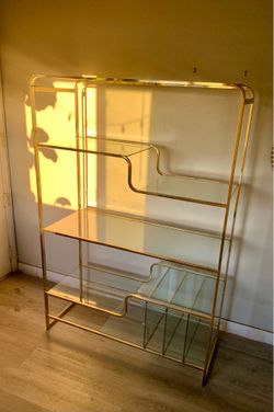 Milo Baughman Brass & Glass Display Shelf | 1970s