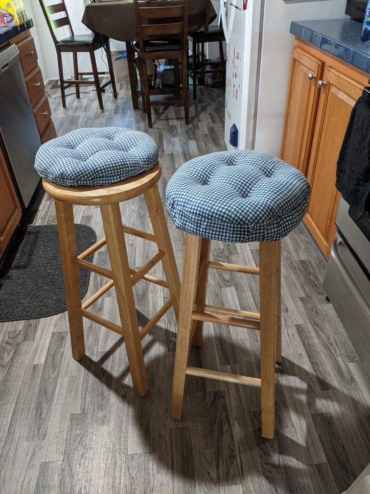 Wood Stools And Seat Cushions