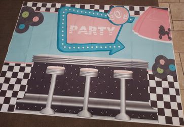 1950 Diner Backdrop Party Supplies