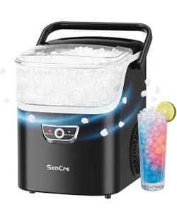 New Nugget Ice Maker with Handle 40lbs/Day Countertop Ice Maker Soft Ice Ice Makers Portable Ice Machine Ready in 5 Mins Soft Chewable Ice Auto-Cleani