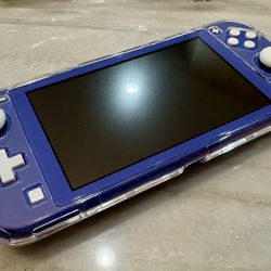 Nintendo Switch Lite Blue w/ Box + Charger + Case, Screen Protector & Thumb Grips