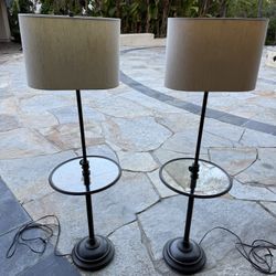 Pottery Barn Nightstand Lamp End Tables Glass And Metal