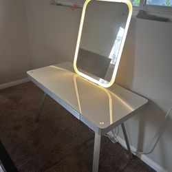 Glass Desk/ Vanity Mirror 