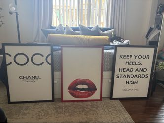 Custom Framed Fashion Canvas Prints – Chanel / Lips Wall Art