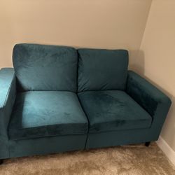 Green velvet Love Seat 