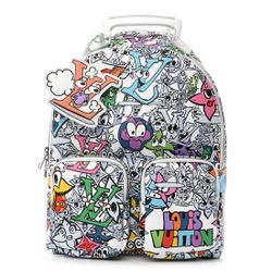 Louis Vuitton Monogram Comics Multipocket Backpack featuring white coated canvas with a multicolored graffiti-style graphic print