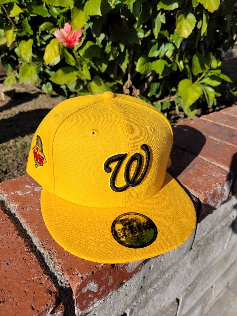 Washington Nationals New Era Red Under Visor 59FIFTY Fitted Hat - Gold