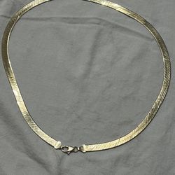 32 Grams Solid 14k Yellow Gold Herringbone Necklace 24 Inches Long Aurafin Vintage Brand
