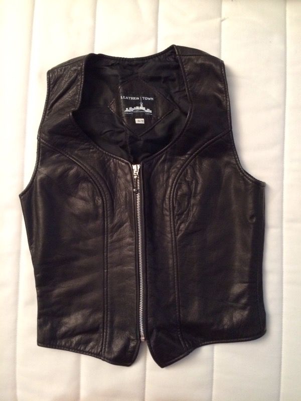 Black leather vest