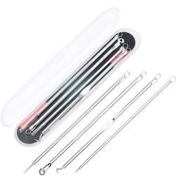 Blackhead Remover Pimple Popper Tool Kit 4 Pcs Acne Comedone Zit Blackhead Extractor Tool for Nose Face,Stainless Steel Whitehead Popping Removal Tool