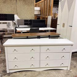 Spicer discount only two 🌹🌹..White Dresser for Bedroom, 58“ Wide Wooden Chest of Drawers with 6 Drawer, Long Nightstand with Drawers, Modern Large S