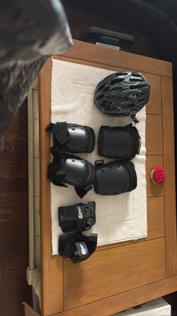 Helmet, knee pads, elbow pads, and wrist guards