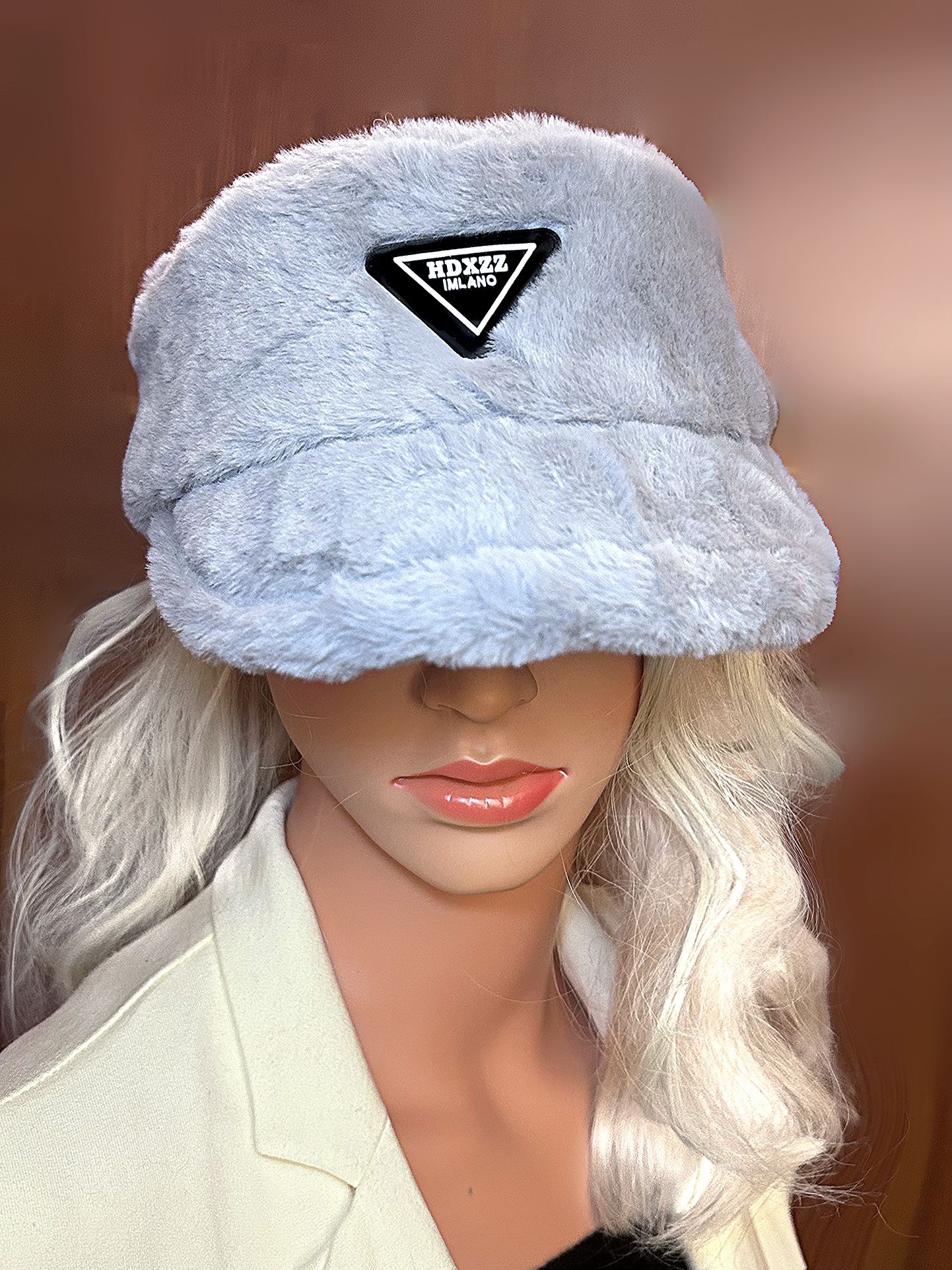 Designer Fluffy Warm Faux Fur Sun Visor.
