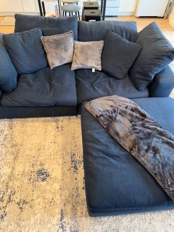 Blue Gray Sectional Sofa with Chaise