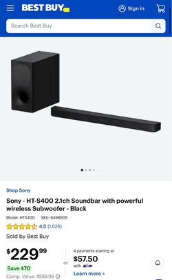New - Sony HT-SC40 2.1ch Soundbar with Wireless Subwoofer